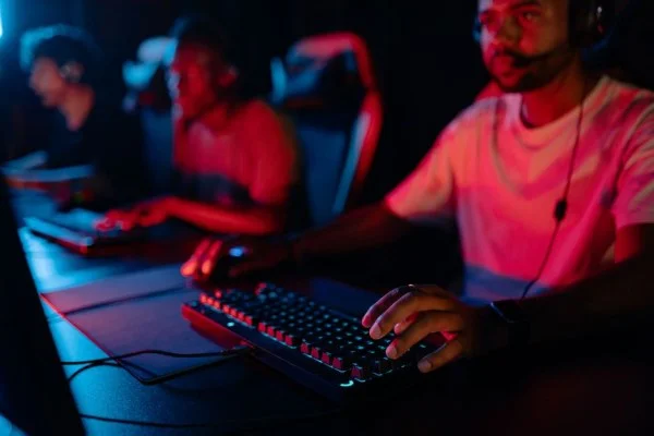 professional gamer keyboard closeup